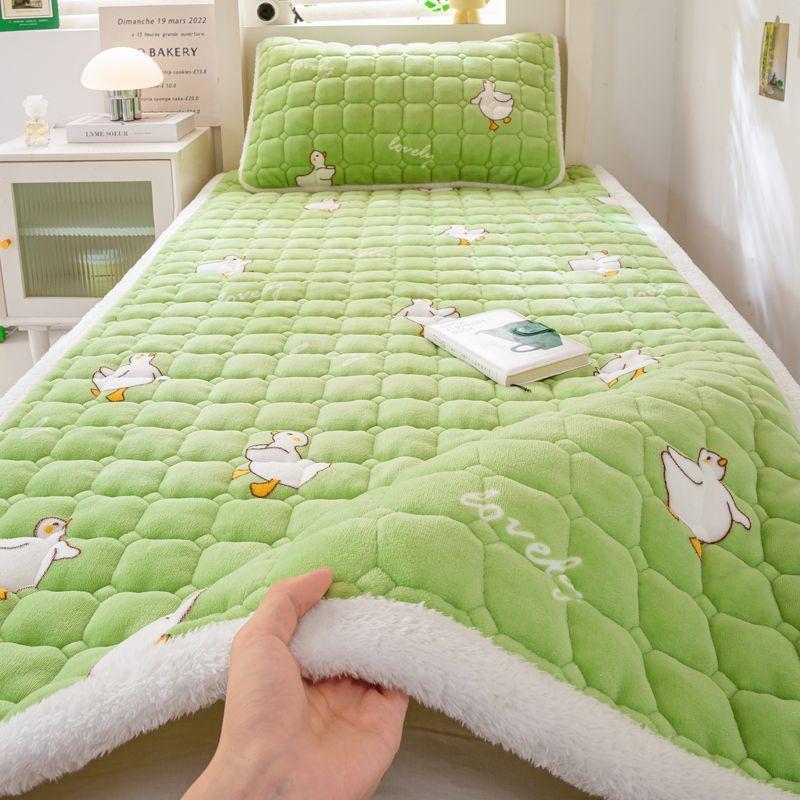 Autumn and winter milk velvet mattress cushion plus velvet mattress pad mattress pad household coral velvet thick warm1pcs