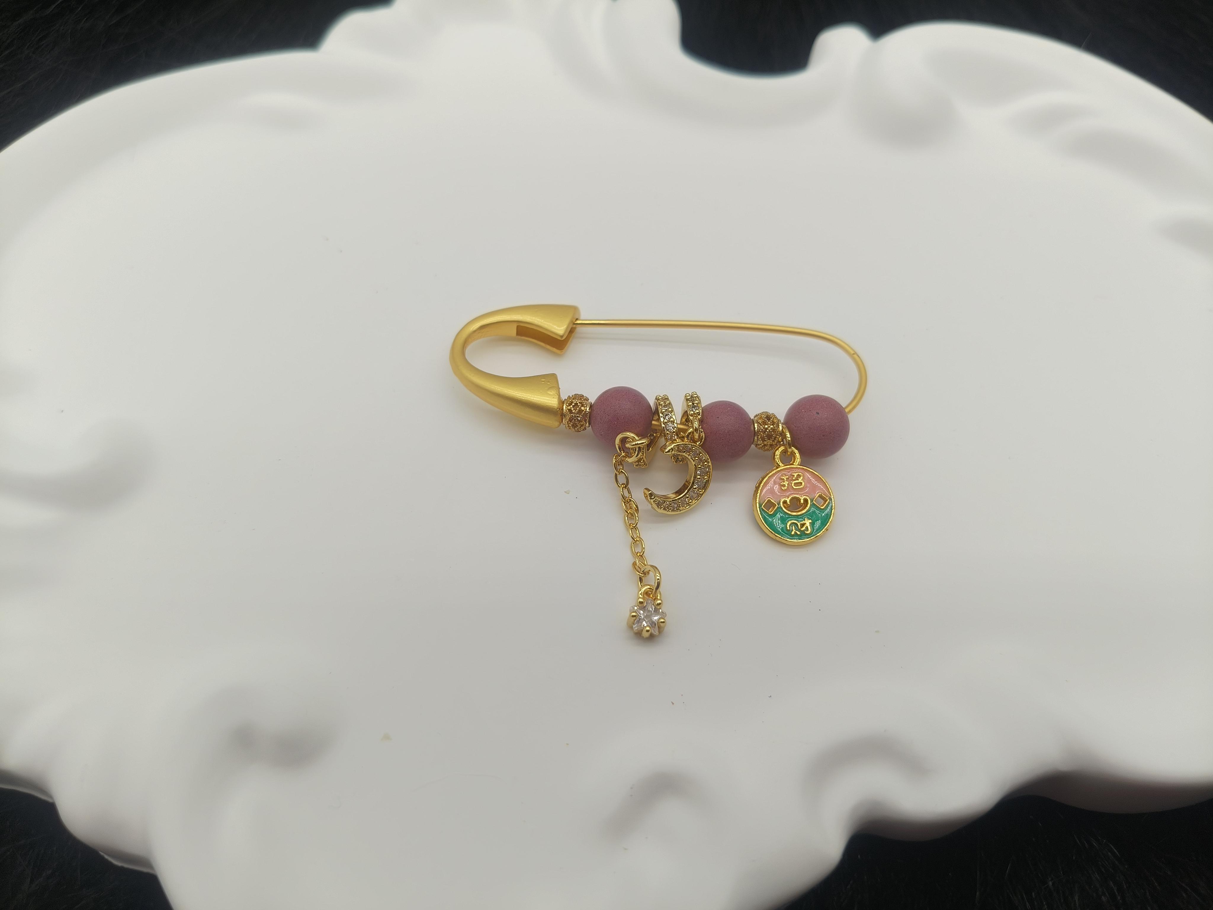 Pink-Gold Moon Star Zen Calm Incense Brooch