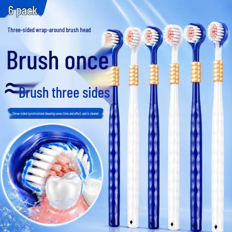 DR.WLEN 3-Sided U-Shaped Soft Bristle Toothbrush - Family 6-Pack