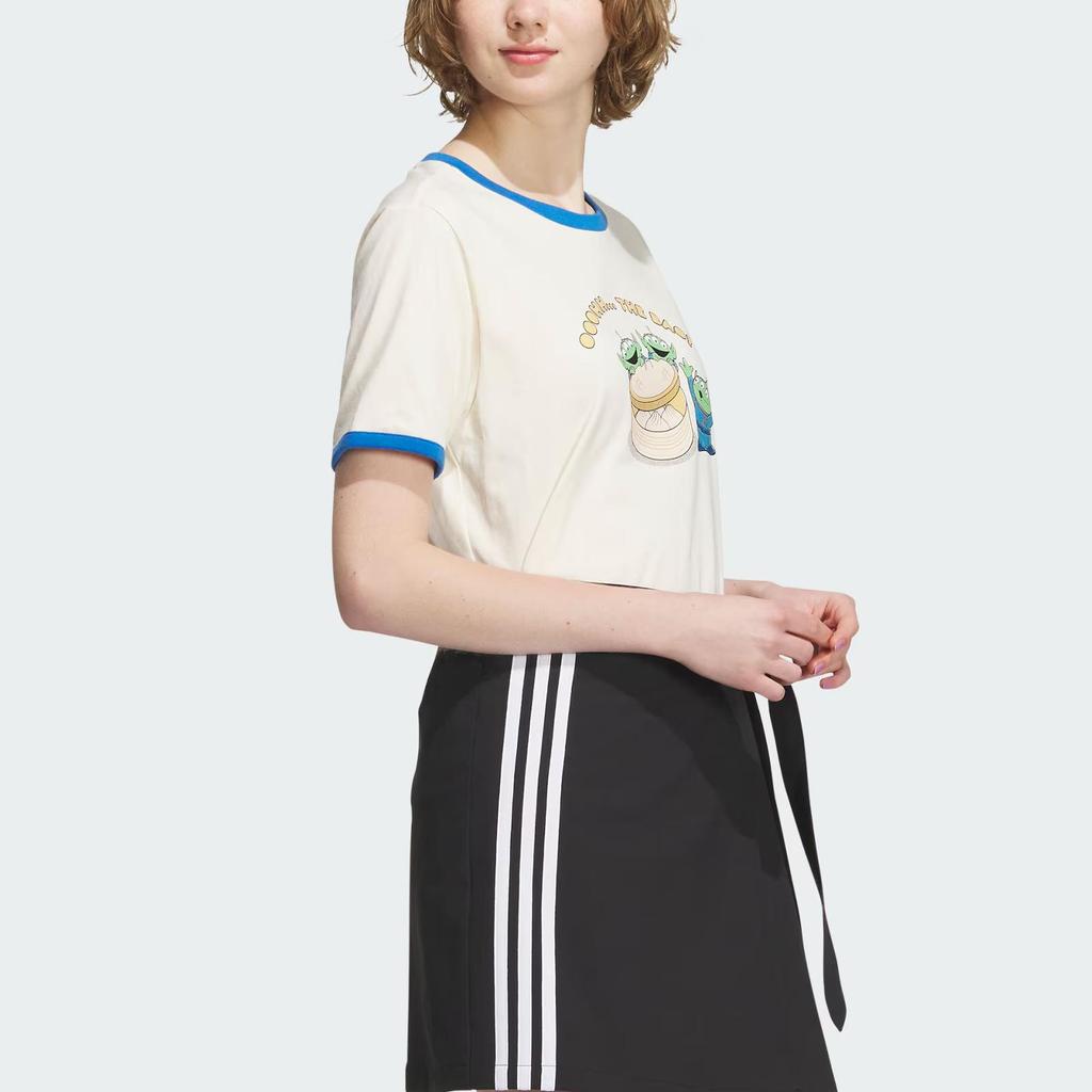 adidas Neo X Disney Alien Tee With Pixar Three-Eyed Alien Cartoon Print And Colorblock Women Tops Off-White IP9383