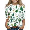 Children's 3/4 Sleeve Round Neck Top Christmas Tree Printed Everyday Casual Top