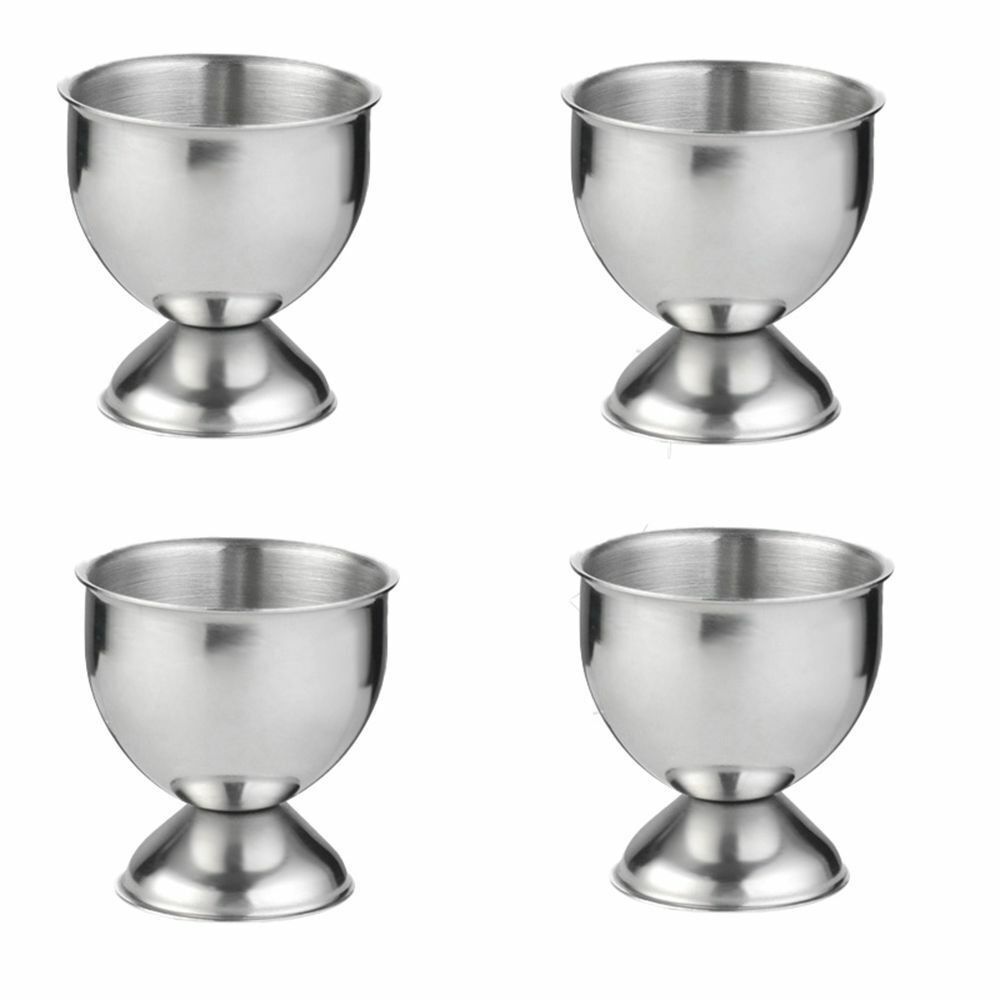 

4Pcs Multipurpose Stainless Steel Boiled Egg Cups Portable Convenient Stand Rack Eggs Poach Eggs Holder Kitchen Tools серебряный