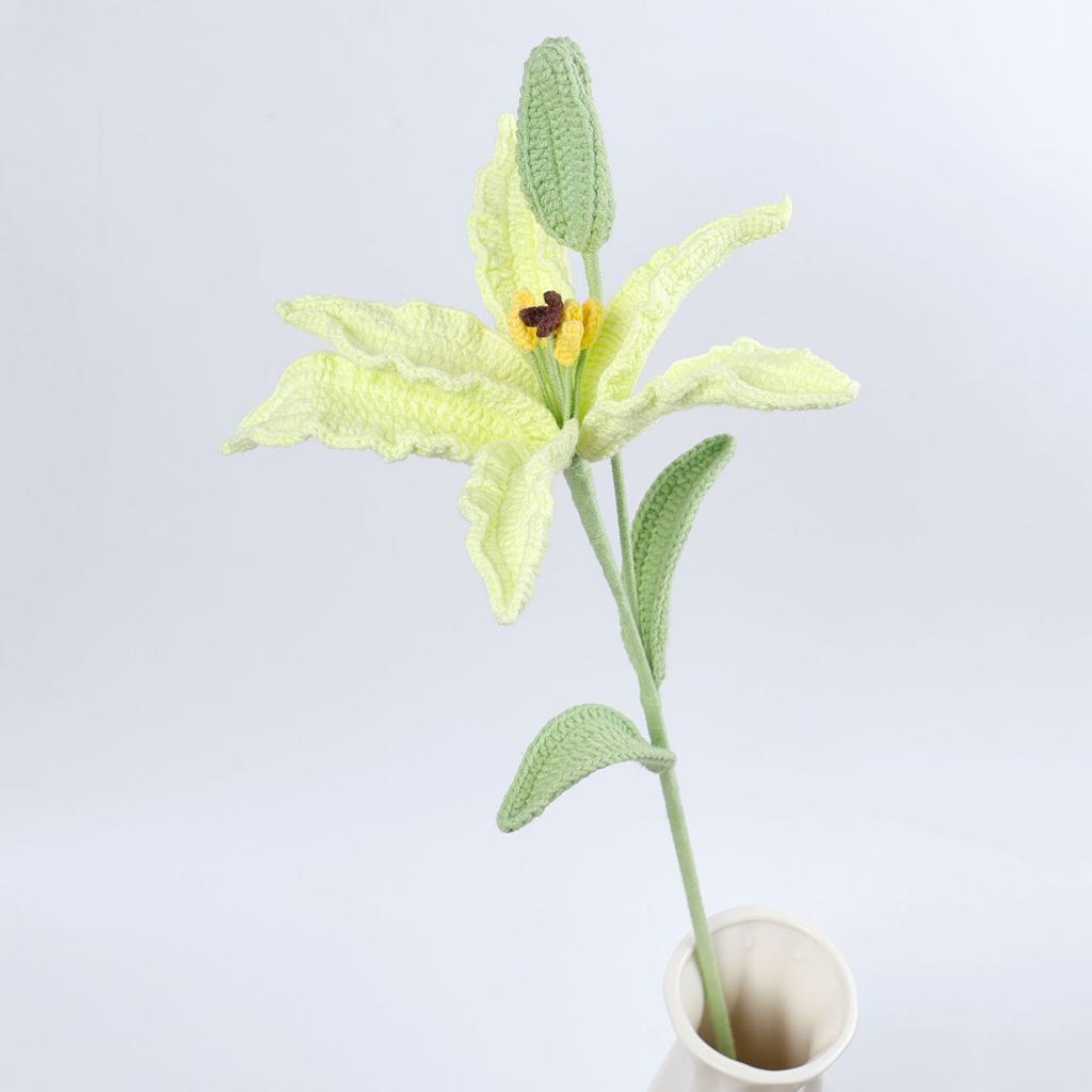 2025 Lily Crochet Flowers Creative Lily Crochet Flower Bouquet Kintted Plant Wedding Decor Table Home Decor Gift