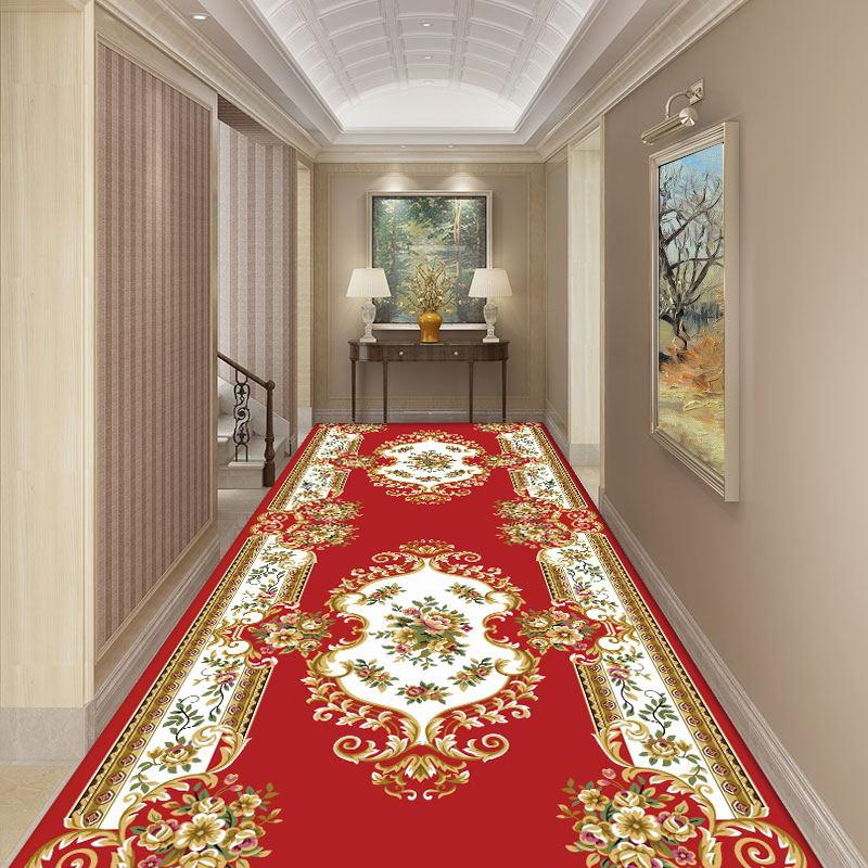 European Style Long Carpet For Stairway Hallway Carpets Nordic Home Corridor Carpets Aisle Rug Party Wedding Red Area Rugs