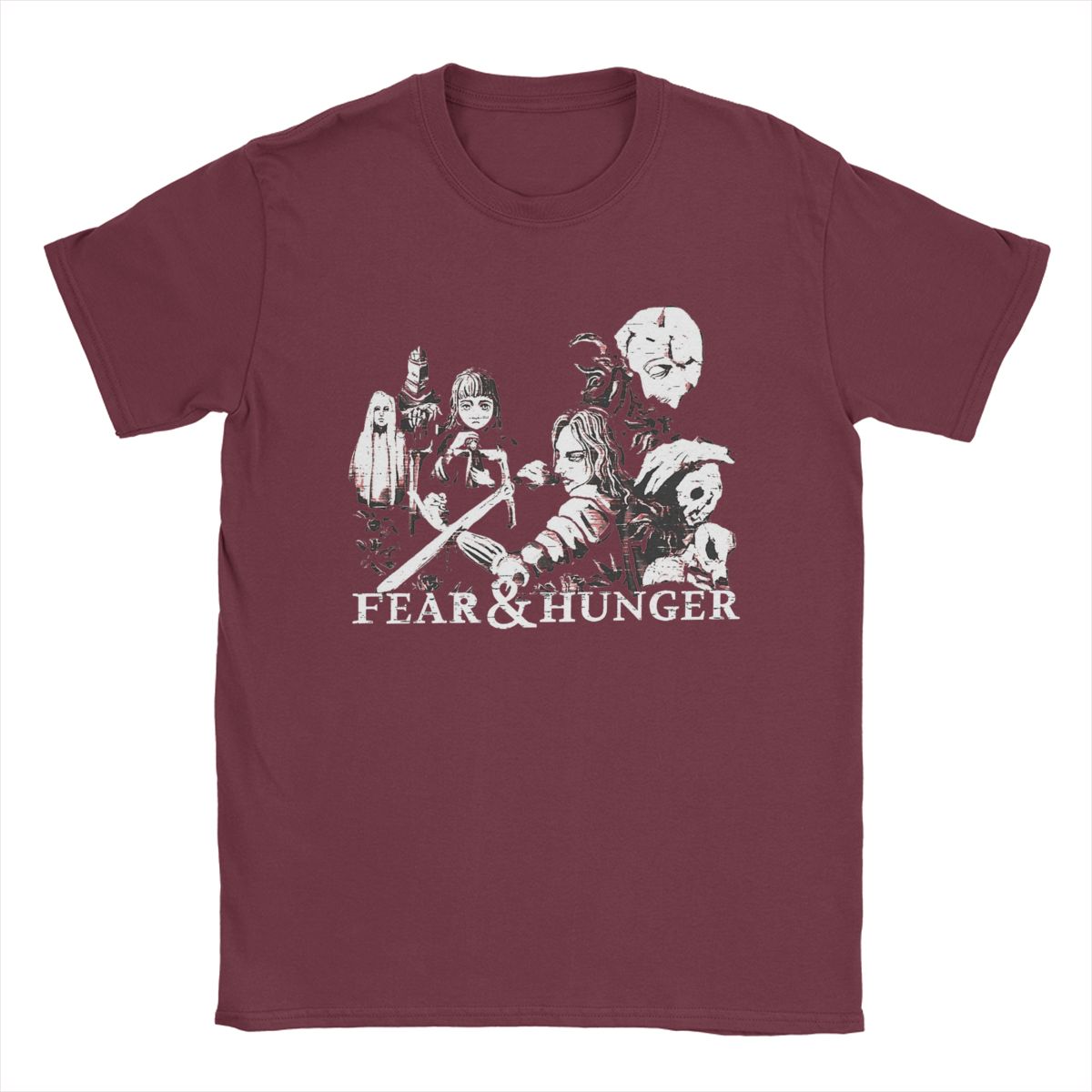 

Men T-Shirts Fear And Hunger Funny Cotton Tees Short Sleeve T Shirt Round Collar Clothing Printed XXXXXL бордовый