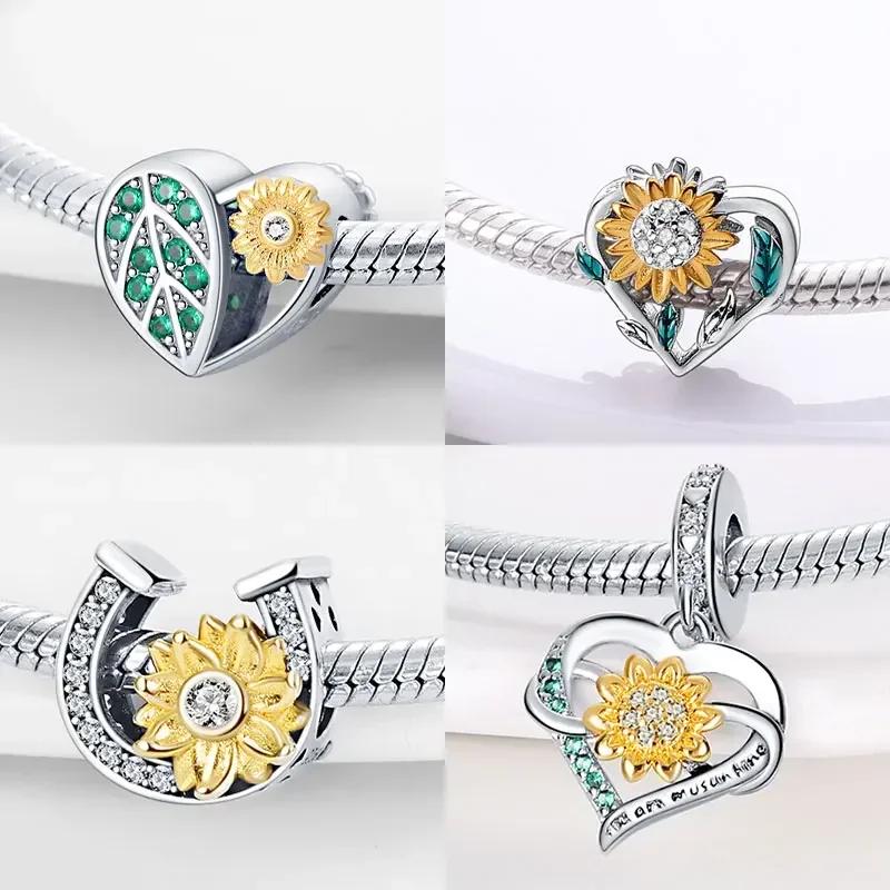 Copperoriginal Starry Sky Sunflower Green Wheat Field Oil Painting Charms Beads For Women Diy Fine Jewelry Gift