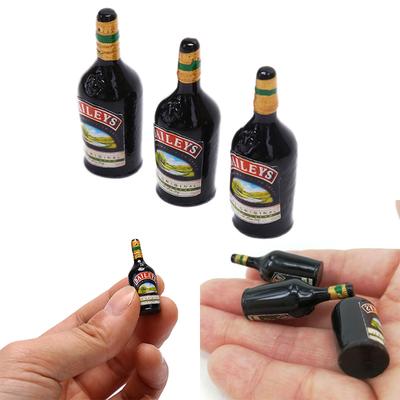 3 Pieces 1/12 Dollhouse Miniature Kitchen Glass Wine Bottles Model Supplies