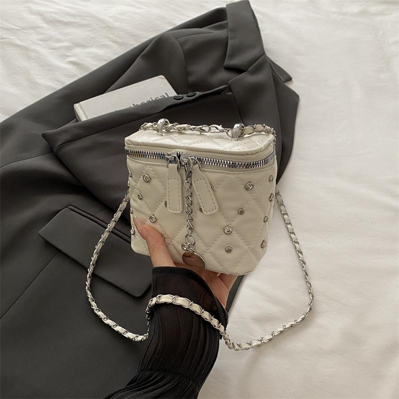 New Fashion Mini Quilted Box Bag for Women Diamond Stitch Faux Leather Chain Shoulder Crossbody Purse