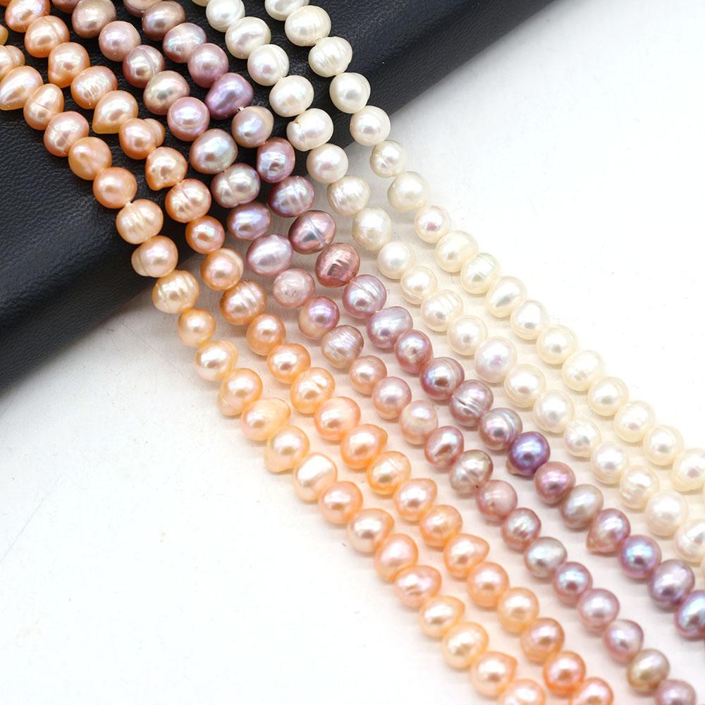 1String, Natural Freshwater Pearls, Subcircle Pearl Beads, 6-7 Mm, for DIY Necklace Bracelet, Jewelry Making, Women Birthday Party Crafts, 36cm