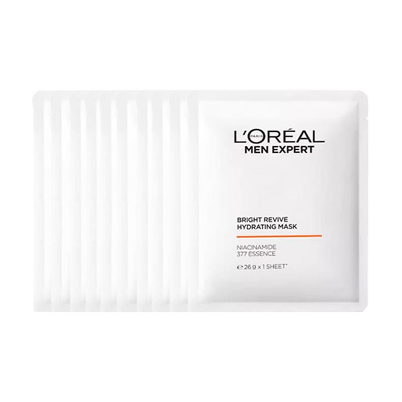 Loreal Paris Men s Mask, Brightening Acne Marks, Lightening Spots, Moisturizing, , Nourishing, LOreal Mens Whitening Hydrating Mask-26g10 pieces