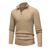 Men's Solid Color Knitted Zipper Stand Collar Long Sleeve Top Men's Casual Fashion Long Sleeve Top