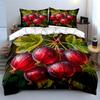 Red Berries With Water Droplets Bedding Set For Kids Luxury Gift 3Pcs Digital Print Comforter Set Soft Comfortable Breathable