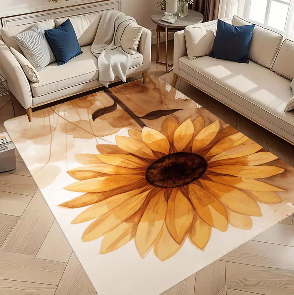 3D Sunflower Carpet Non-slip Floor Mat Bedroom Living Room Large Area Rugs Home Decor Floral Doormat Entrance Mat Tapis Salon