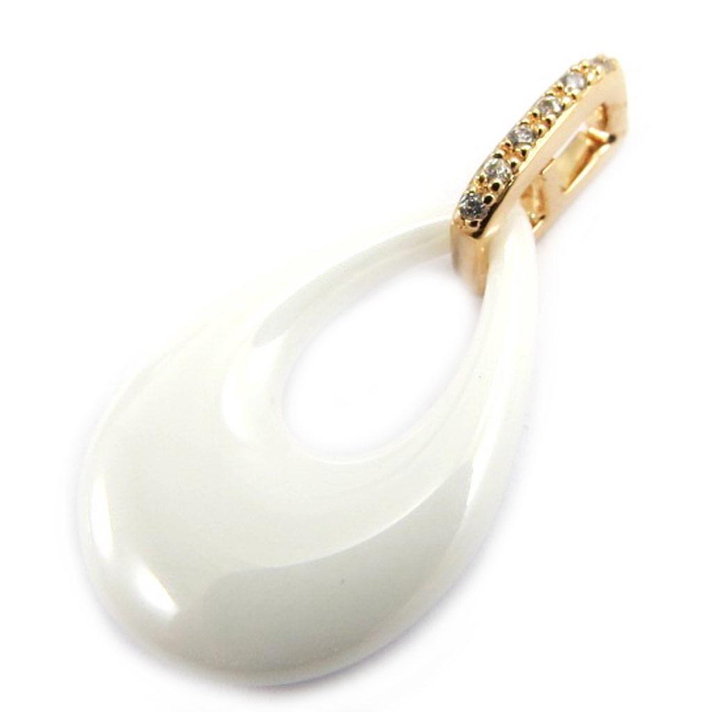 Les Trésors De Lily [L6695] - Gold Plated Pendant 'Sissi' White Rose Gold (ceramic) - 19x13 Mm