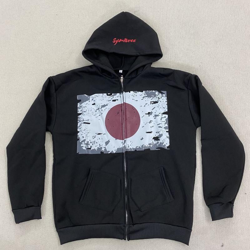 

Кардиган на молнии с капюшоном и принтом уличного панка Y2K, свободного кроя, с длинными рукавами XL