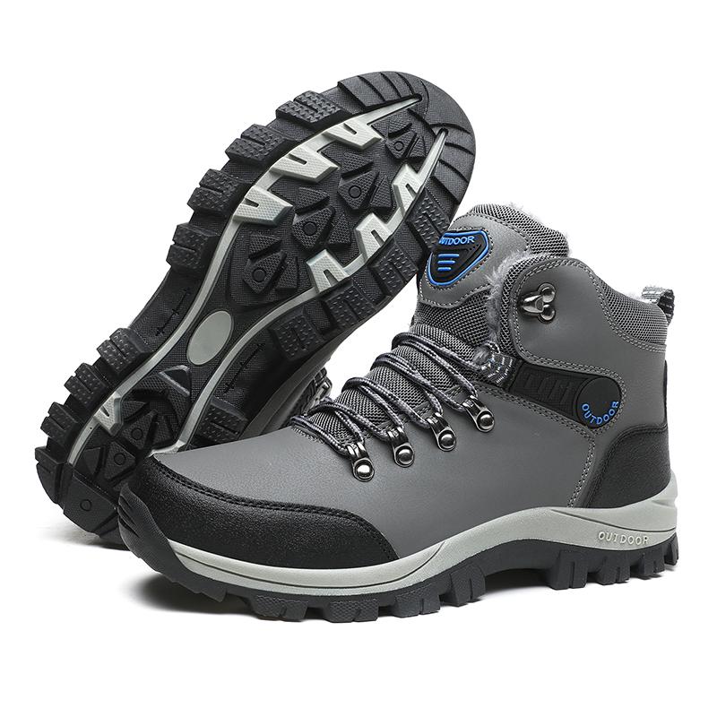 נעלי שלג חורפיות לגברים, נעלי ספורט גבוהות עמידות למים, מגפי טיפוס חמים מפרווה, נעלי טיפוס מפרווה פנאי רב-תכליתיות