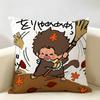 MMonchhichi Cute Cushion Cover Natural Linen Organic Fabric DoubleSided Printing Room Sofa Decor Pillow Case