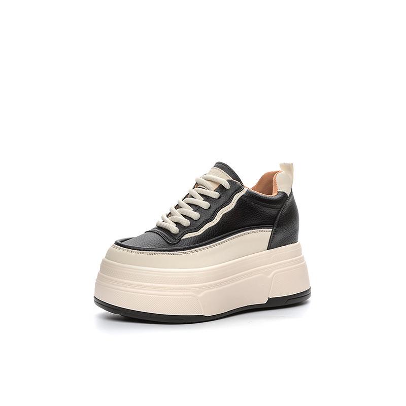 2026 Spring White Platform Wedge Shoes - Hidden Heel Casual Women's Sneakers with Thick Sole and Velvet Style
