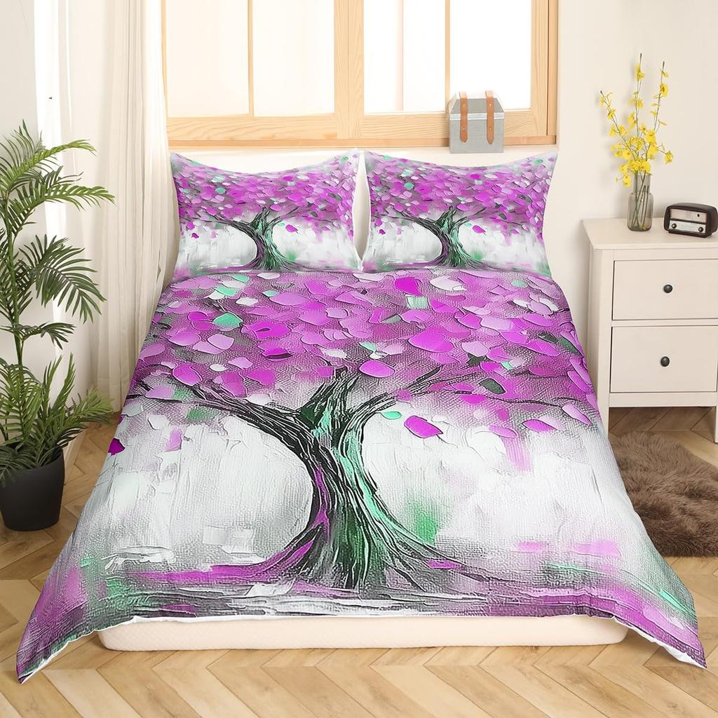 Tree of Life Bedding Set King Size Botanical Bedding Duvet Cover Natural Plant Comforter Cover Colorful Polyester Quilt Cover