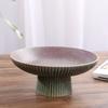 Chinese Retro Glazed Ceramic Plate High Foot Fruit Dish Japanese Zen Tea Tray for Home