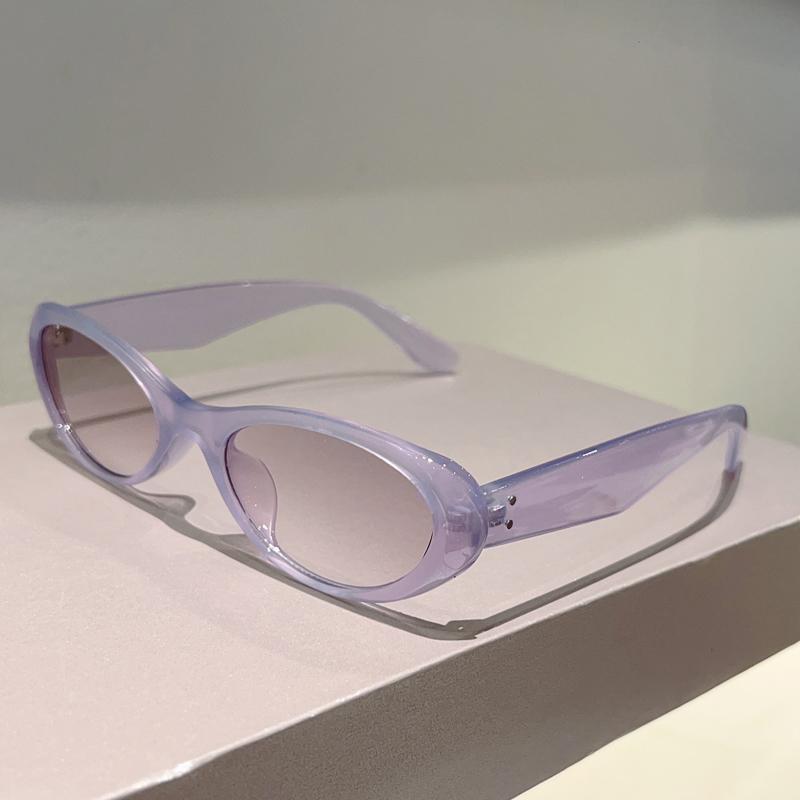 

KAMMPT Cute Oval Sunglasses Women Fashion Vintage Candy Color Rim Shades Trendy Brand Design Travelling Decor Sun Glasses as picture shows