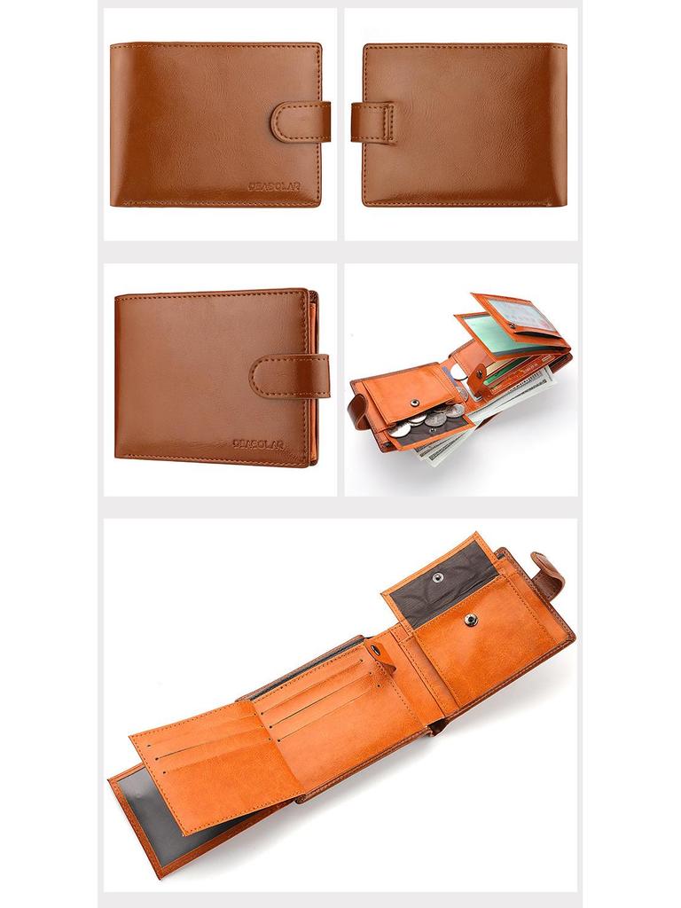 Men's Casual PU Leather Snap Wallet - Retro Coin Purse and Multi-Functional Design