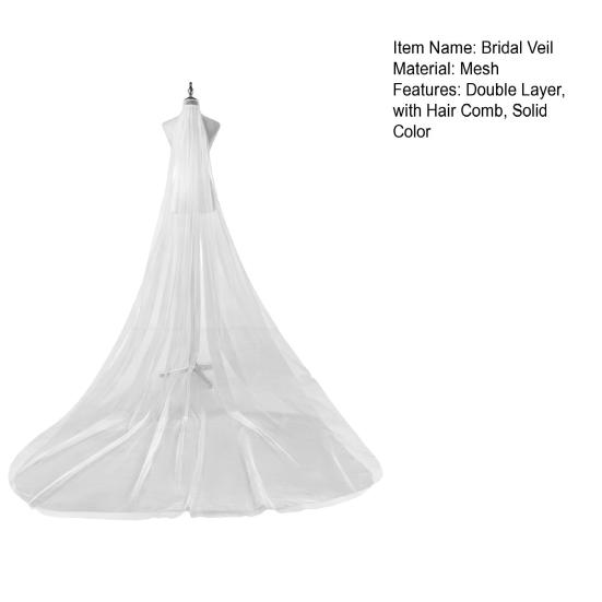 Bridal Veil with Hair Comb Double Layer Long Style Scalp-friendly Wedding Veil Soft Drooping Bridal Veil