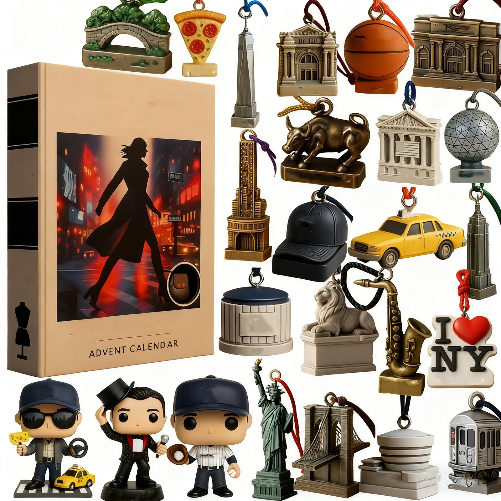 

2D Plane+airplane Box +24PC New York Fashion City Countdown Box Christmas Advent Calendar One Size