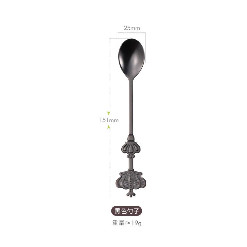 Creative Double Crown Stainless Steel Spoon High Value Dessert Spoon Household Coffee Stirring Spoon Golden Small Spoon