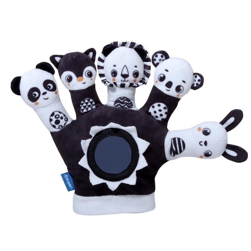 

Aipinqi Black & White Interactive Animal Plush Rattle Hand Puppet for Early Education