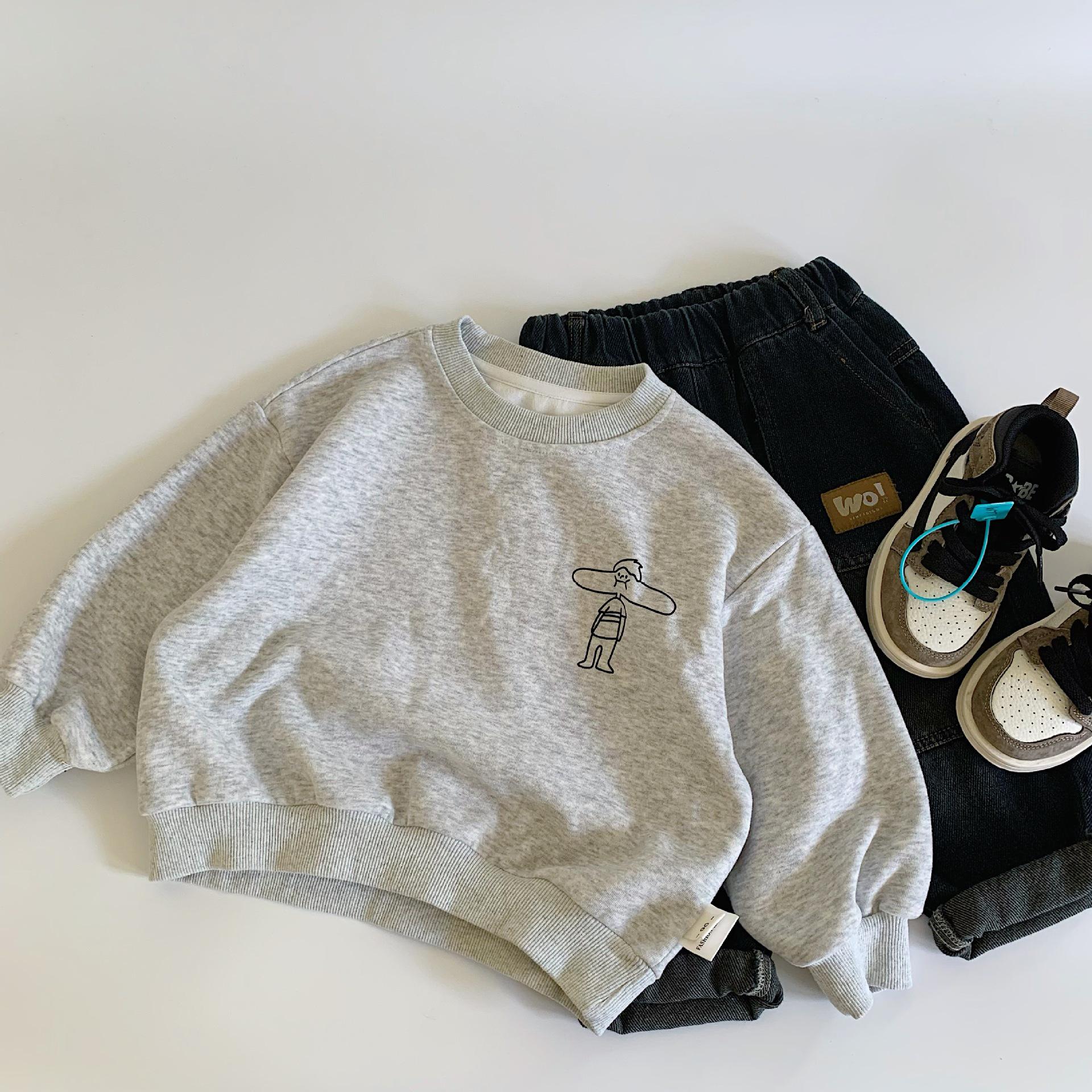 

Mai Bao Toddler Cartoon Print Sweatshirt - 2025 Autumn Collection for Boys and Girls 90cm серый