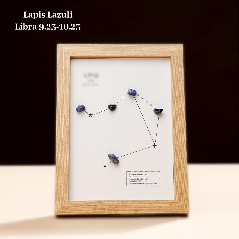 1pc Crystal Tumbled Stone Zodiac Sun Small Stone Photo Frame Crystal Constellation Symbol Jewelry Making Loose Stones Home Decor