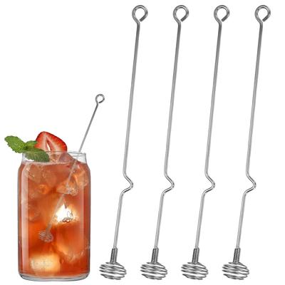 4 Stück Kaffeerührer Wiederverwendbar Kreativ Bar 304 Edelstahl Rührer Multifunktionale Dekorative Lange Rührstäbchen für Getränkemischung Bar