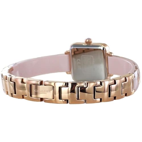 Coach Women's Square Watch with Shopper Bag, Cassette Design, Leather Strap (Pink)