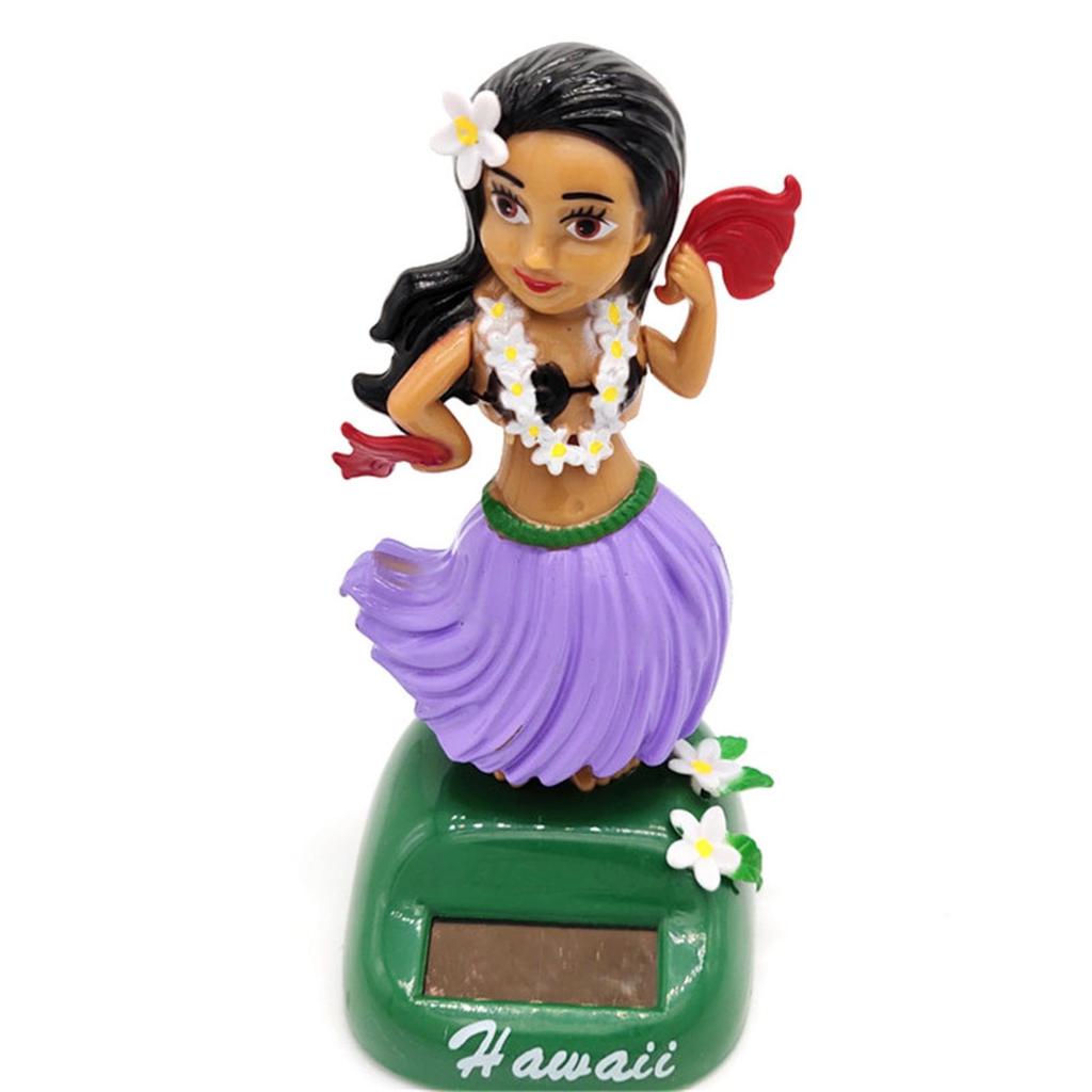 Dancing Hawaii Girl Hula Girl Dashboard Bobble Shaking Head Doll | Solar Power Hawaiian