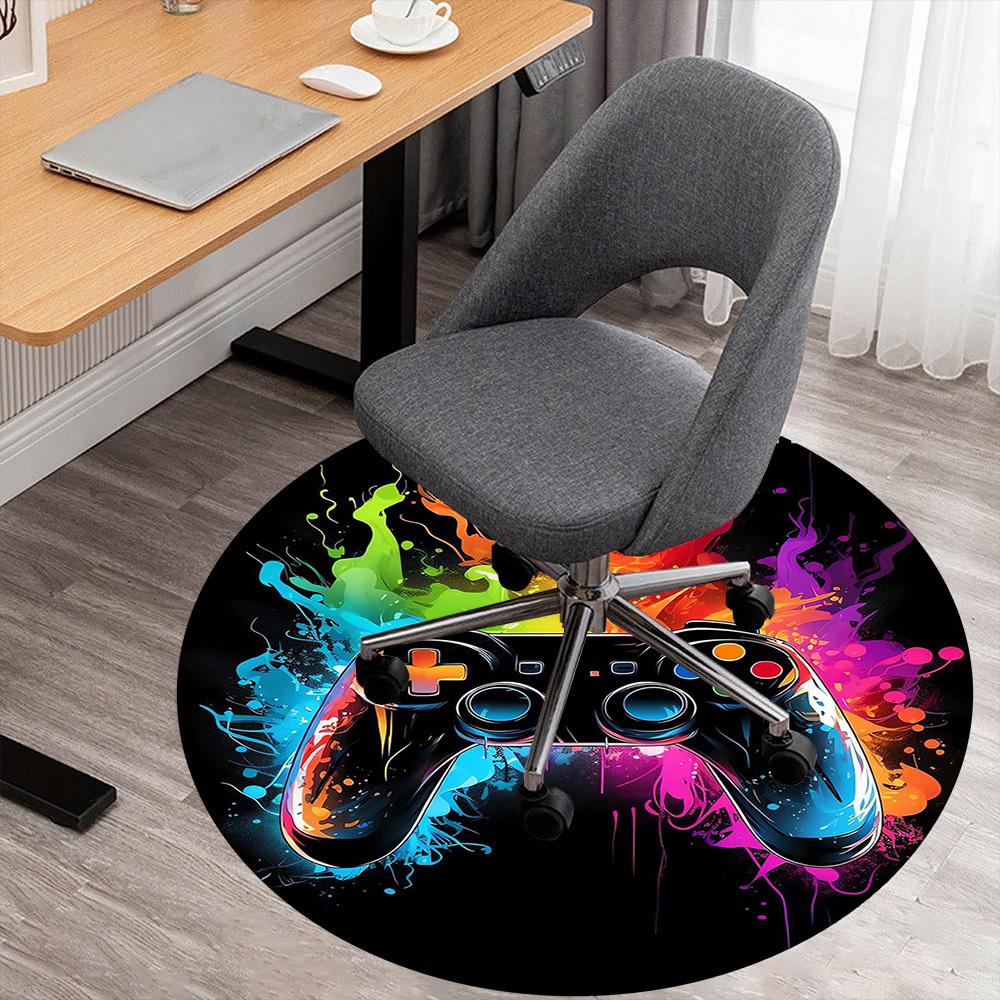 

1PC Gaming Controller Round Chair mat Area Rug - Non-Slip, Floor Mat for Office, Bedroom, home decor Christmas Gift c0528001 80cm