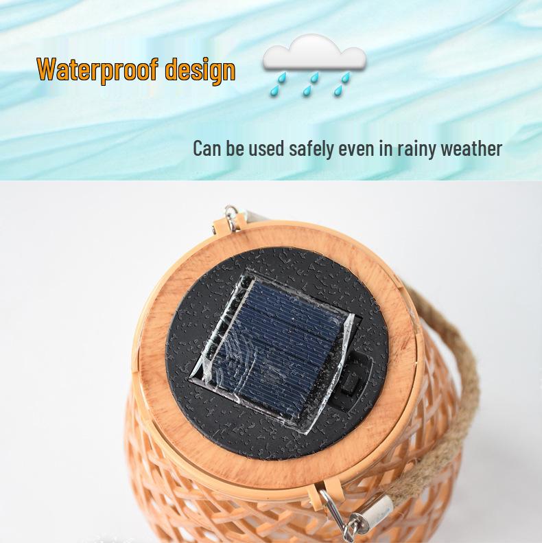 Chinese-Style Solar USB Charging Courtyard Lantern: Outdoor Rattan Atmosphere Lamp, Floor-Standing or Handheld for Balcony and Garden.