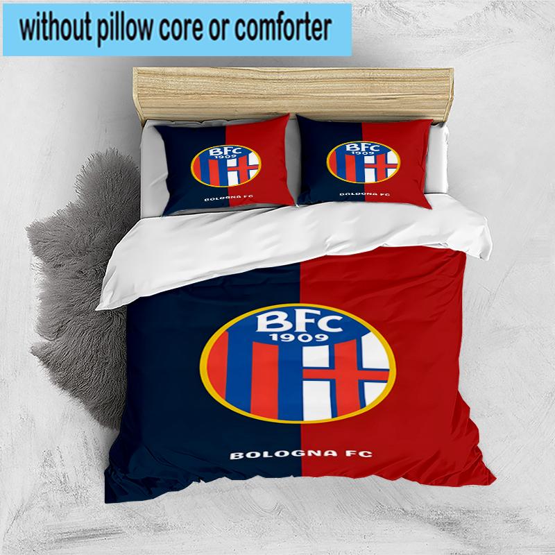 3PCS Football Bologna Bedding Set,Including 1pc Duvet Cover And 2pcs Pillowcases Perfect for Bedroom, Dormitory, Fan Christmas gift