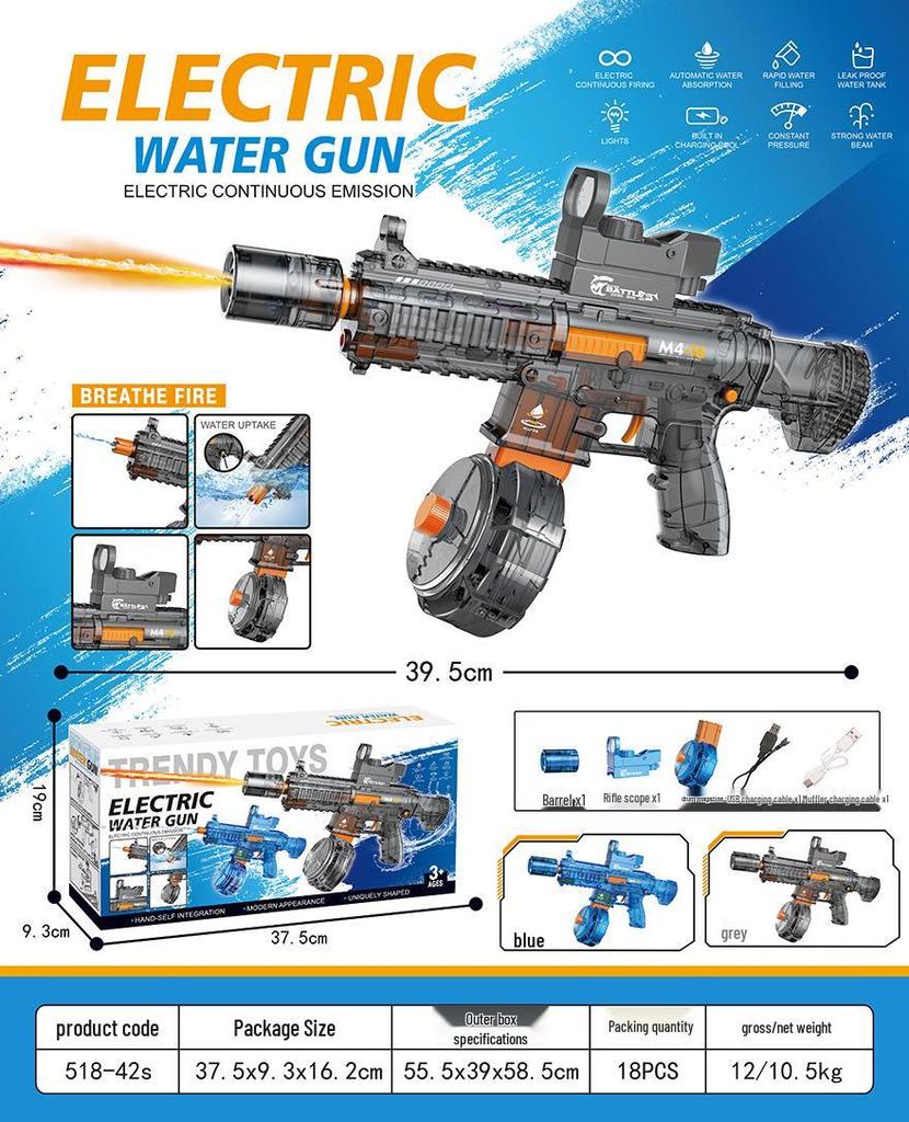Electric Water Gun MP45: Self-Priming, Rechargeable, Large Capacity Outdoor Toy for Boys and Girls