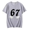 Amerikanischer Stil Six Seven 67 Cartoon Reine Baumwolle Bedruckt Sommer Neuer Modetrend T-Shirt für Unisex und Damen Locker Freizeit T-Shirt