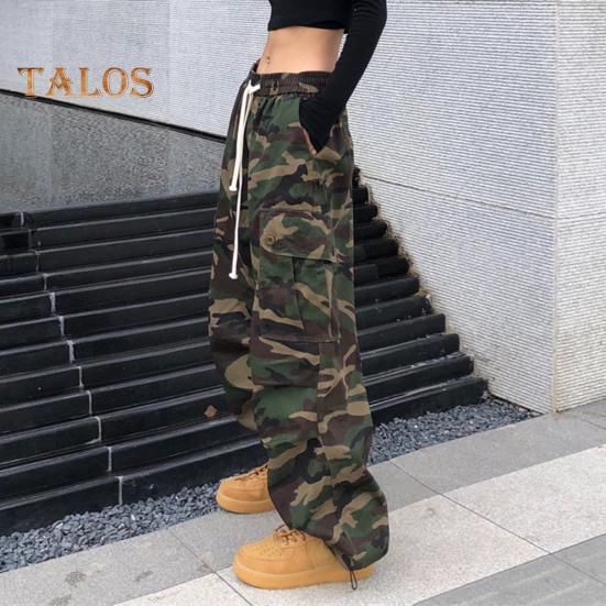 Pantaloni cargo pentru femei, cu talie elastică, cu șnur ajustabil, pantaloni casual, cu buzunare mari, pantaloni de agrement