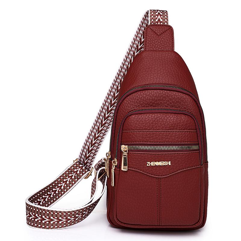 Měkká kožená náprsní taška Dámská crossbody taška Barevná taška přes rameno Sportovní taška přes rameno Dámská náprsní taška