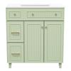Mobile da Bagno con Lavabo 81,7 cm - Superficie Laccata, Spazio di Archiviazione Multifunzionale e Piedini in Legno Massello in Design Moderno di Lusso - Verde