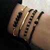 New Ladies Faux Black Crystal Handmade Beaded Bracelet Set of 4