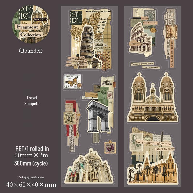 Retro Style Pet Die-Cut Tape for DIY Journals and Collages