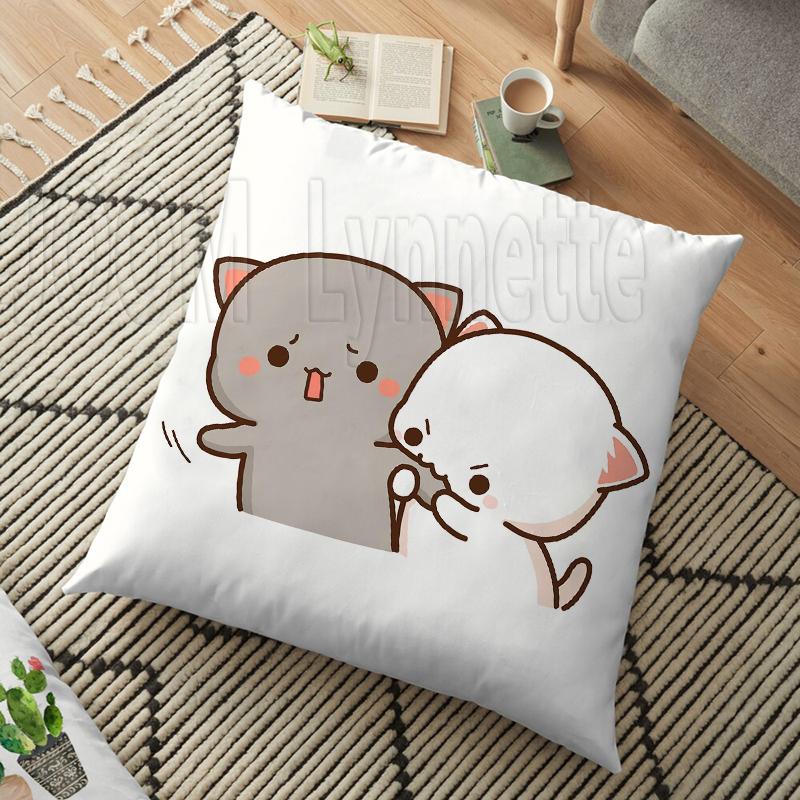 Mléko a mocha páry Panda Bear Bubu Dudu Povlak na polštář Hodový polštář Domácí Dekorativní čtvercový tisk Polštář Polštář na pohovku 45CM