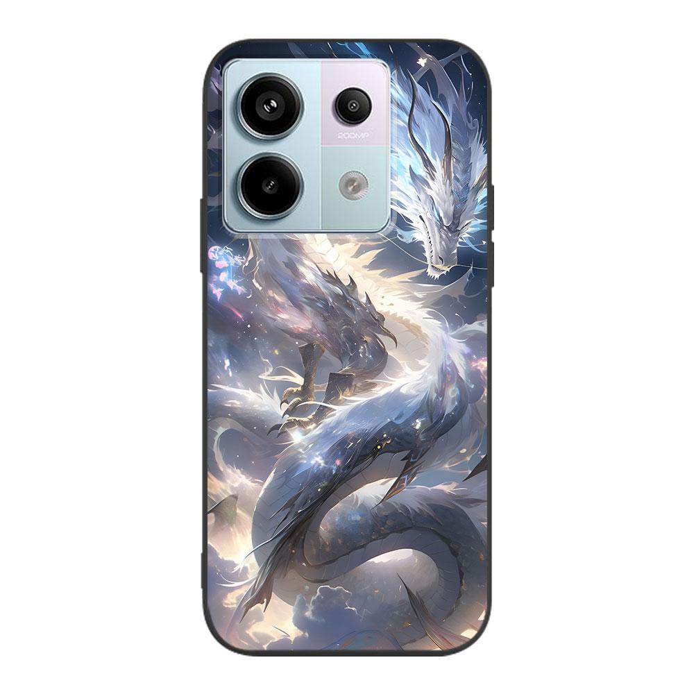 Cartoon Dragon Case for Xiaomi Redmi 10 10C 9C 9A 9i 9 Prime 9T 12 12C 10A K40 Pro Black Soft TPU Mobile Phone Bag Cover