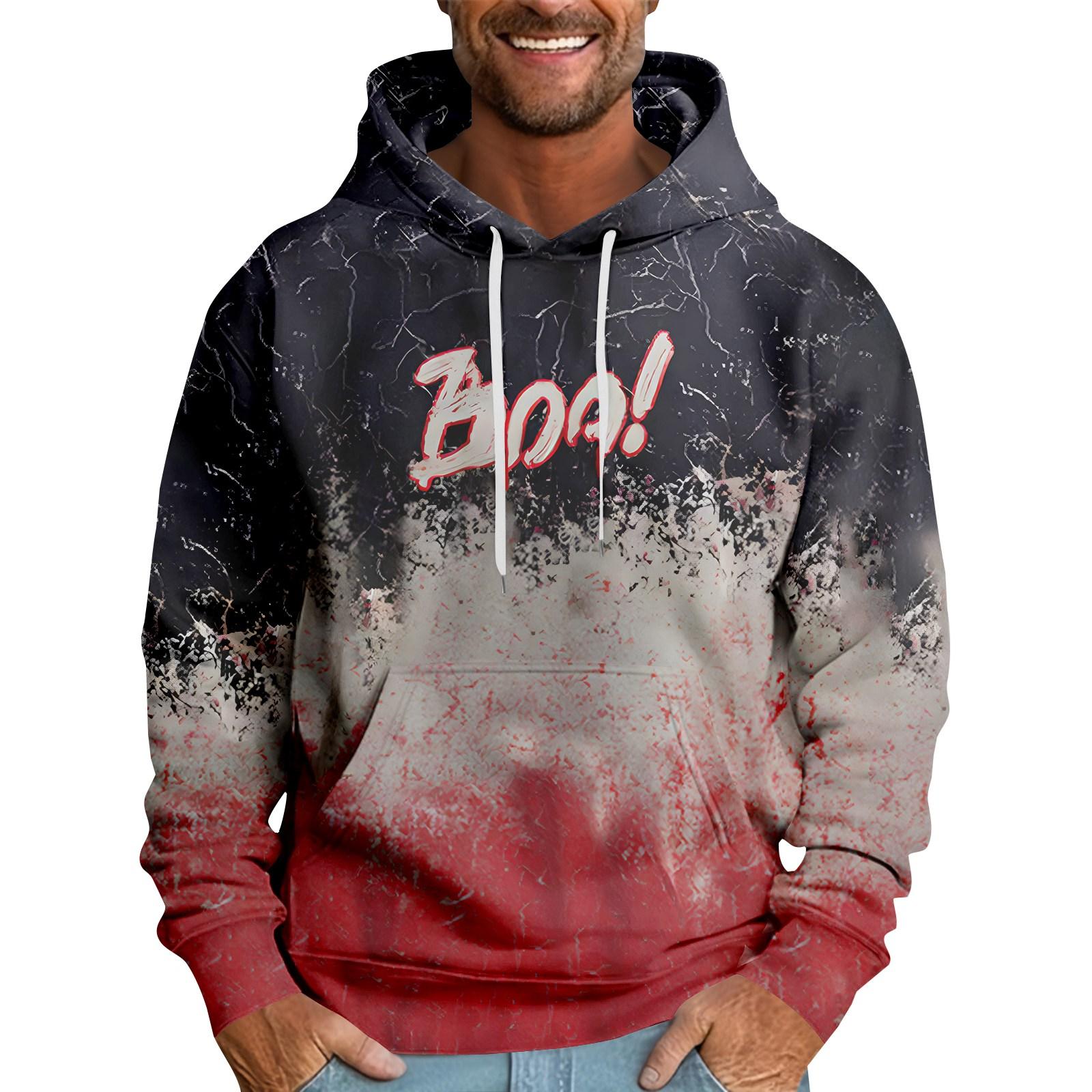 

Мужская толстовка с капюшоном свободного кроя с принтом «Кровавый Хэллоуин» L