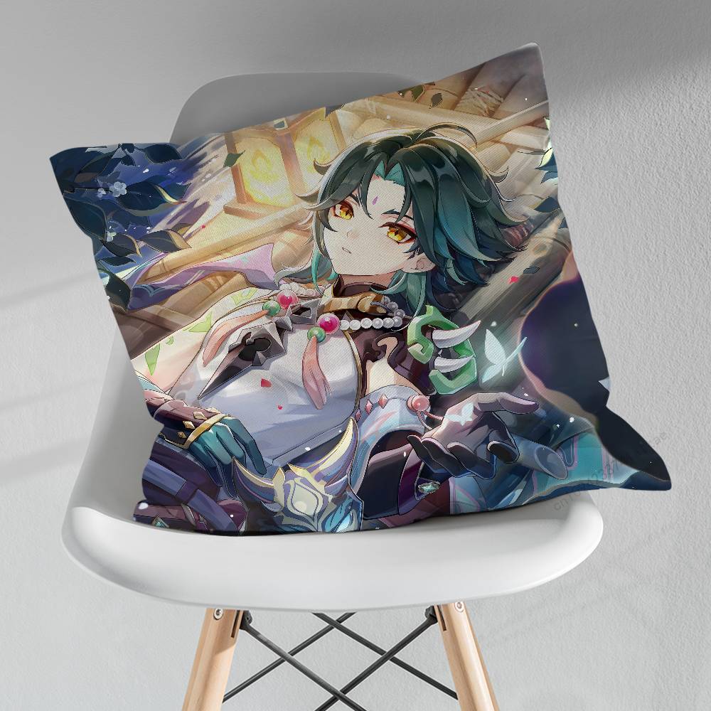 Cute XXiao Genshin Impact Pillowcase for Sofa Room Office Decor Printing Merchandise AllMatch Cushion Cover