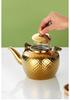 Bobo Pot Hammered Stainless Steel Teapot with Strainer - Vintage Middle Eastern Spherical Design for Restaurant and Home Use